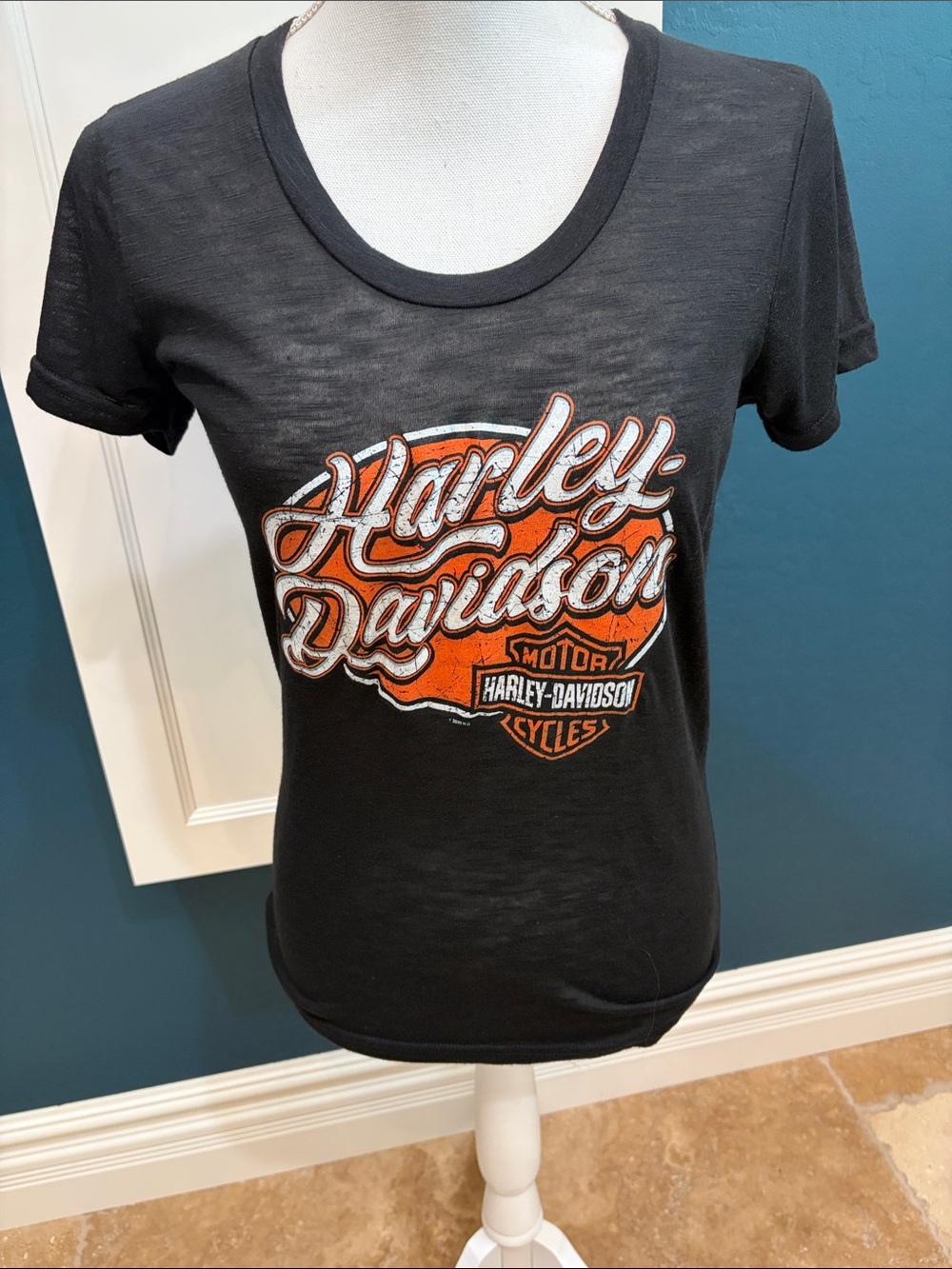 Harley Davidson black scoop neck T-shirt